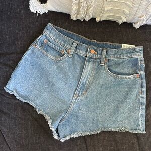PINK high waisted cut off denim shorts